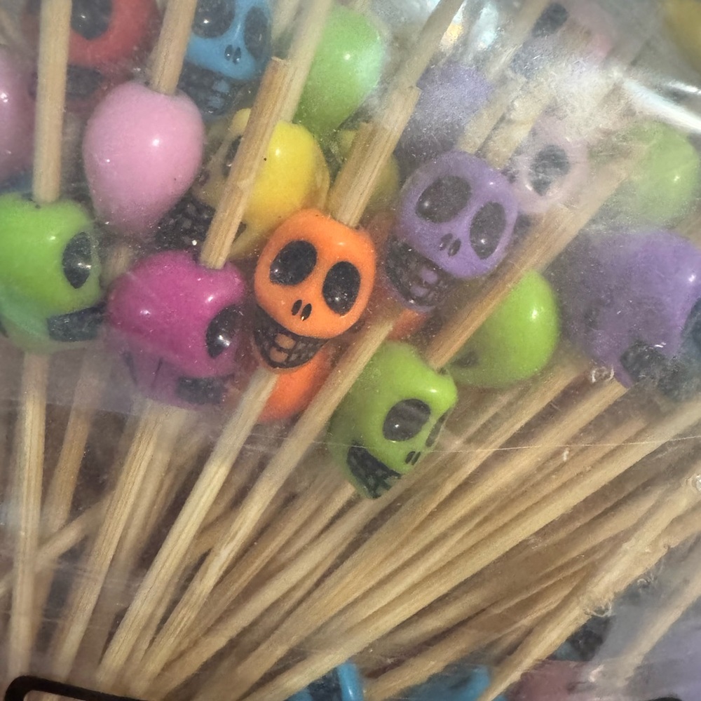 Colorful Skull Party Picks 400 New In Package Day of the Dead